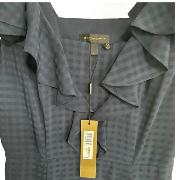 NWT Donna Karan Fit & Flare Checkered dress blue - Picture 7 of 13